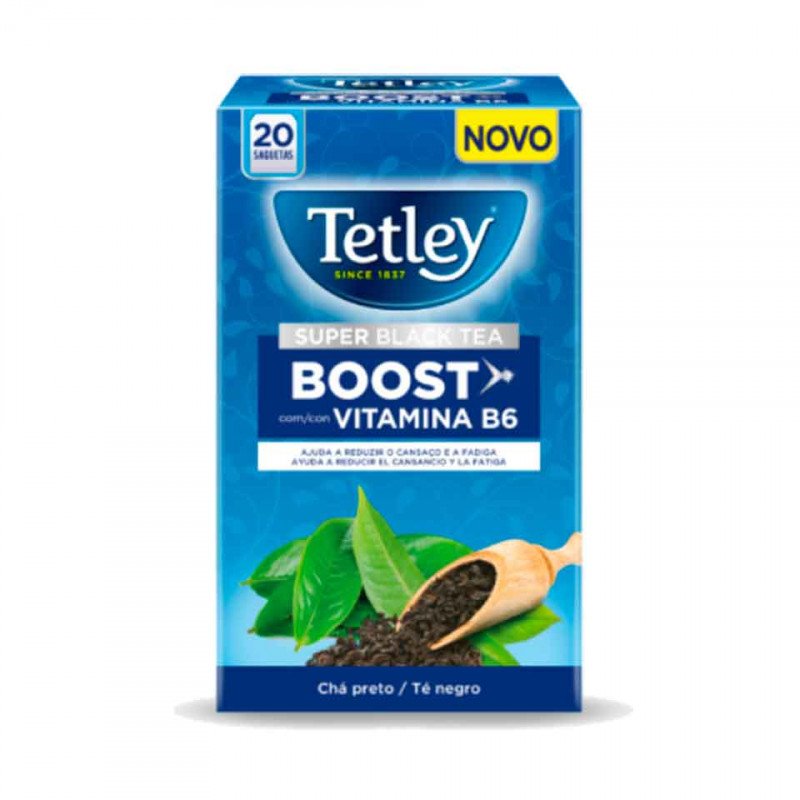 Chá Tetley Super Black Boost Vit B6