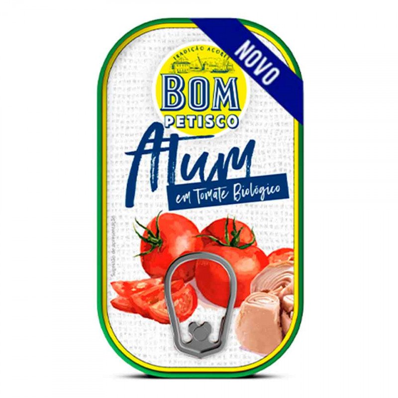 Bom Petisco Atún Enlatado en Tomato Organics 120g